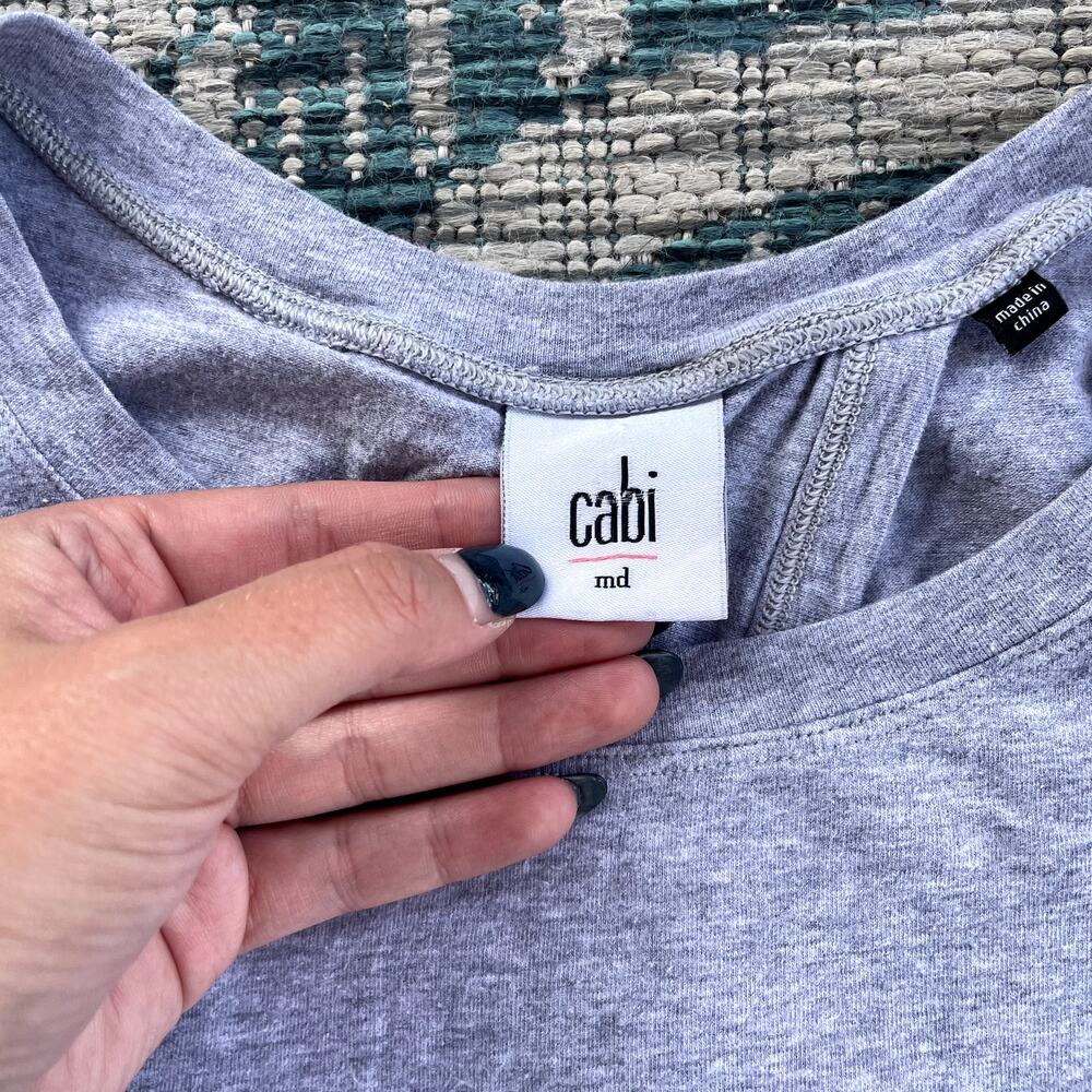 Cabi Grey Twist Turn‎ Back T-Shirt - Size M - Picture 4 of 8